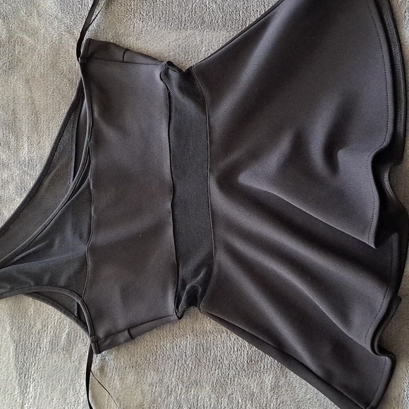 Guess One Shoulder Black/Black Peplum Top - Picture 4 of 7